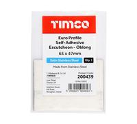 Timco Euro Profile Self-Adhesive Escutcheon - Oblong - Satin Stainless Steel Bag 1 200439