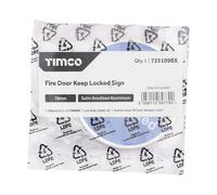 Timco Fire Door Keep Locked Sign - Satin Anodised Aluminium Bag 1 725109BX