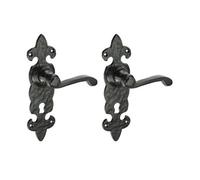 Timco - Fleur De Lys Ornate Lever Lock Handles - Antique Black (Size 195 X 55 - 2 Pieces)