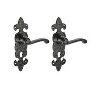 Timco - Fleur De Lys Ornate Lever Lock Handles - Antique Black (Size 195 x 55 - 2 Pieces) Timco Black