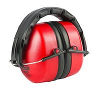 TIMCO Foldable Ear Defenders - Adjustable ear cups for comfort - 30.4dB - Padded headband - Red - One Size