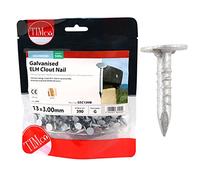 TIMCO Galvanized ELH Clout Nails - 13 x 3.00 - Extra Clamping - Perfect for Fitting Roofing Felt and plasterboard - 0.5kg Bag - Silver