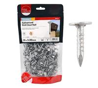 TIMCO Galvanized ELH Clout Nails - 20 x 3.00 - Extra Clamping - Perfect for Fitting Roofing Felt and plasterboard - 1kg Bag - Silver