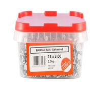 TIMCO Galvanized ELH Clout Nails - 30 x 3.00 - Extra Clamping - Perfect for Fitting Roofing Felt and plasterboard - 2.5kg Tub - Silver