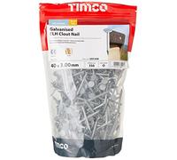 TIMCO Galvanized ELH Clout Nails - 40 x 3.00 - Extra Clamping - Perfect for Fitting Roofing Felt and plasterboard - 1kg Bag - Silver