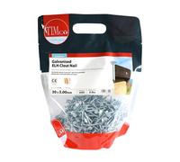 TIMCO Galvanized ELH Clout Nails - 30 x 3.00 - Extra Clamping - Perfect for Fitting Roofing Felt and plasterboard - 2.5kg Bag - Silver