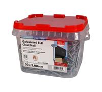 TIMCO Galvanized ELH Clout Nails - 50 x 3.00 - Extra Clamping - Perfect for Fitting Roofing Felt and plasterboard - 2.5kg Tub - Silver