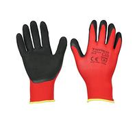 Timco General handling gloves, Size: Medium, Colour: Red, Tough light Grip Gloves - Sandy Latex Coated Polyester, Quantity: 1 in Pack