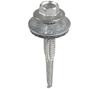 Timco H32W16B Metal Construction Heavy Section Screws - Hex - Epdm Washer - Self-Drilling - Exterior - Silver Organic 5.5 X 32 Box 100