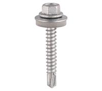 Timco L38W16B Metal Construction Light Section Screws - Hex - Epdm Washer - Self-Drilling - Exterior - Silver Organic 5.5 X 38 Box 100