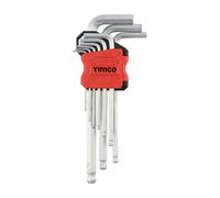 Timco Long Arm Ball End Hex Key Set (Size 9pcs - 9 Pieces) in Silver Timco Silver