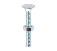 TIMCO BZP Carriage Bolt with Hex Nut - M10 x 75 - Zinc - Box of 50
