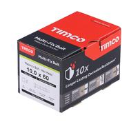 Timco M10x60mm Multi-Fix Masonry Bolts Hexagon Head Zinc Plated Box of