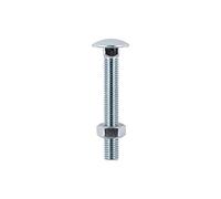 Timco M6 x 150mm BZP Carriage Bolt & Hex Nut - Pack of 2