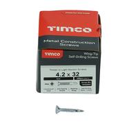Timco Metal Construction Timber To Light Section Screws - Countersunk - Wing-Tip - Self-Drilling - Zinc - Box of 200 LW32B