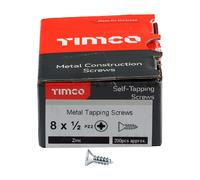 Timco Metal Tapping Screws - Pz - Countersunk - Self-Tapping - Zinc Box 200 00812CCAZS