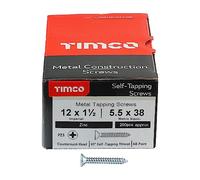Timco - Metal Tapping Screws - PZ - Countersunk - Self-Tapping - Zinc (Size 12 x 1 1/2-100 Pieces)