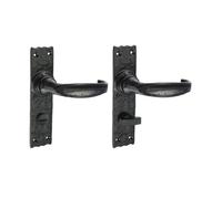 Timco - Narrow Style Bathroom Lock Handles - Antique Black (Size 155 X 37 - 2 Pieces)