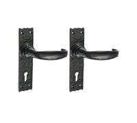 Timco - Narrow Style Lever Lock Handles - Antique Black (Size 155 X 37 - 2 Pieces)