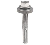 TIMCO No.5 Hex Self-Drilling Screw - 5.5 x 38 and M16 Washer - Silver - Bag of 100