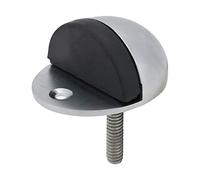 TIMCO Oval Door Stop - Satin Chrome - Floor Mounted - Protective Rubber Buffer tip - 47mm