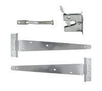 Timco Pedestrian Gate Kit Medium Tee Hinges & Automatic Latch Hot Dipped Galvanised - 14"