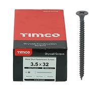 Timco 00032DRY Drywall Metal Stud Plasterboard Screws - Ph - Bugle - Fine Thread - Black 3.5 X 32