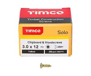 TIMCO PZ1 CSK ZYP Solo Woodscrew - 3.0 x 12 - Gold - Box of 200