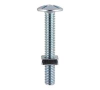 TIMco Roofing Bolt & Square Nut M6 x 25mm BZP - Pack of 10