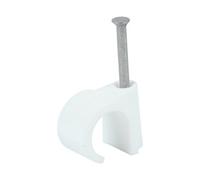 Timco - Round Cable Clips - White (Size To Fit 14.0mm - 100 Pieces)