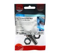 Hexagon Set Screw and Nuts Stainless Steel M12 30mm Pack of 2