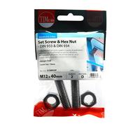 Hexagon Set Screw and Nuts Stainless Steel M12 40mm Pack of 2