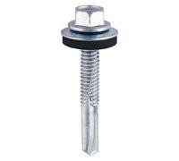 Timco ZH38W16 Self-Drilling Screws - Hex - For Heavy Section Steel - Zinc - With Epdm Washer 5.5 X 38 Bag 100
