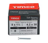 Timco Self-Tapping Screws - Pz - Countersunk - Zinc Box 200 08112CCAZS