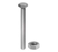 TIMCO Set Screws DIN933 Hex & Nut DIN934 Silver A2 Stainless Steel - M10 x 100