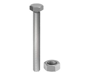 TIMCO Set Screws DIN933 Hex & Nut DIN934 Silver A2 Stainless Steel - M8 x 50