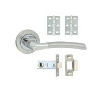 Timco Shavington Lever On Rose Door Pack - Polished Chrome & Satin Chrome in Silver Timco Silver
