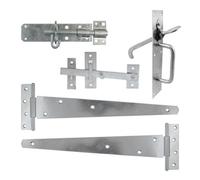 Timco Side Gate Kit Medium Tee Hinges Suffolk Latch & Brenton Padbolt Hot Dipped Galvanised - 18"