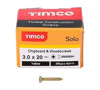 TIMCO Solo Chipboard & Woodscrews - Yellow - 3.0 x 20 - Box of 200