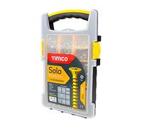 TIMCO Solo Woodscrews - Mixed Tray - Ideal for timber and manmade board applications - Gold mixed size screws - 1200 pieces