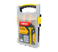 TIMCO Solo Woodscrews - Mixed Tray - Ideal for timber and manmade board applications - Gold mixed size screws - 1200 pieces