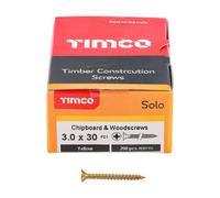 Timco Solo Yellow Woodscrew Pozi Countersunk Soloc, 3.0mm X 30mm, Pack Of 1000