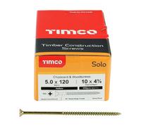 Timco Solo Yellow Woodscrew Pozi Countersunk Soloc, 5.0mm X 120mm, Pack Of 1000