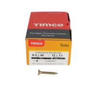 Timco Solo Yellow Woodscrew Pozi Countersunk Soloc, 6.0mm X 40mm, Pack Of 1000