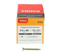 Timco Solo Yellow Woodscrew Pozi Countersunk Soloc, 6.0mm X 60mm, Pack Of 1000
