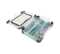 TIMCO Mixed Tray - Screws Plug & Drill Bit - Zinc - 251pcs - A Selection of countersunk, zinc Plated and Clear passivated woodscrews with Nylon Plugs for Fixing to Masonry