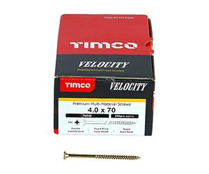 TIMCO Velocity Premium Multi-Use Countersunk Gold Woodscrews - 4.0 x 70 - Box of 200