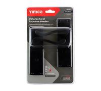 Timco Victorian Scroll Bathroom Handles - Matt Black Blister Pack 1 200788