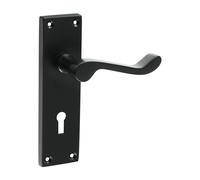 Timco - Victorian Scroll Lock Handles - Matt Black (Size 152 x 42-2 Pieces)