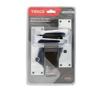 Timco - Victorian Straight Bathroom Handles - Polished Chrome (Size 152 x 43 - 2 Pieces) Timco Silver One Size